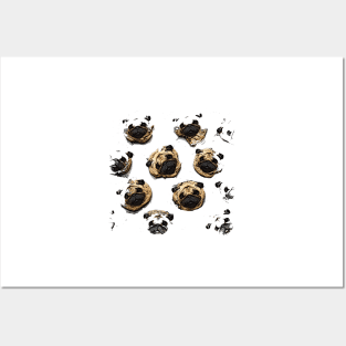 Pug pattern Posters and Art